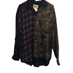 Protest Shirt Men's Size Small Navy Blue Plaid Button Down Long Sleeve P…